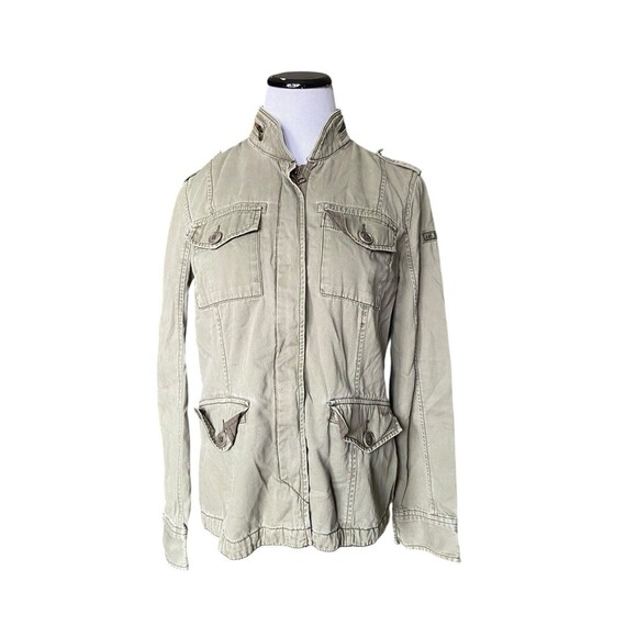 Abercrombie Fitch Womens Embroidered Military Jacket Size M Green Floral Utility - Picture 4 of 15